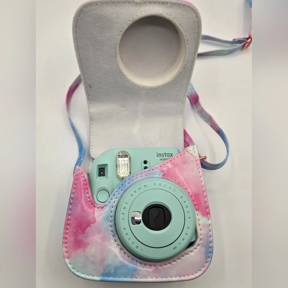 INSTAX Mini Instant Camera Watercolor Tie-Dye Case Mint Green Pink Blue - Picture 2 of 7